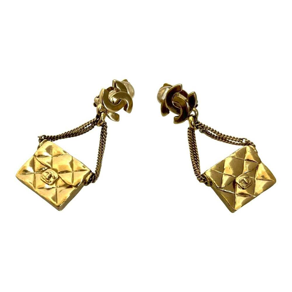 CHANEL Authentic Gold Logo Earrings - Picture 5 of 7